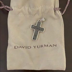 David Yurman Sterling Cross with Black Diamonds